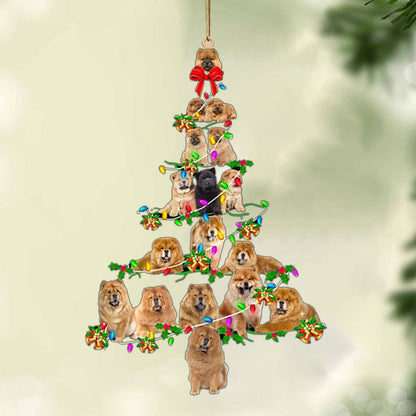 Chow Chow-Christmas Tree Lights-Two Sided Christmas Plastic Hanging Ornament, Christmas Gift, Christmas Decoration