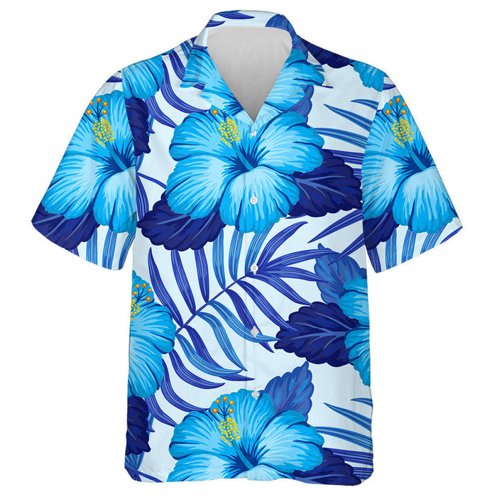 Summer Hawaiian Pattern With Exotic Tropical Blue Hibiscus Pattern Hawaiian Shirt,Hawaiian Shirt Gift, Christmas Gift