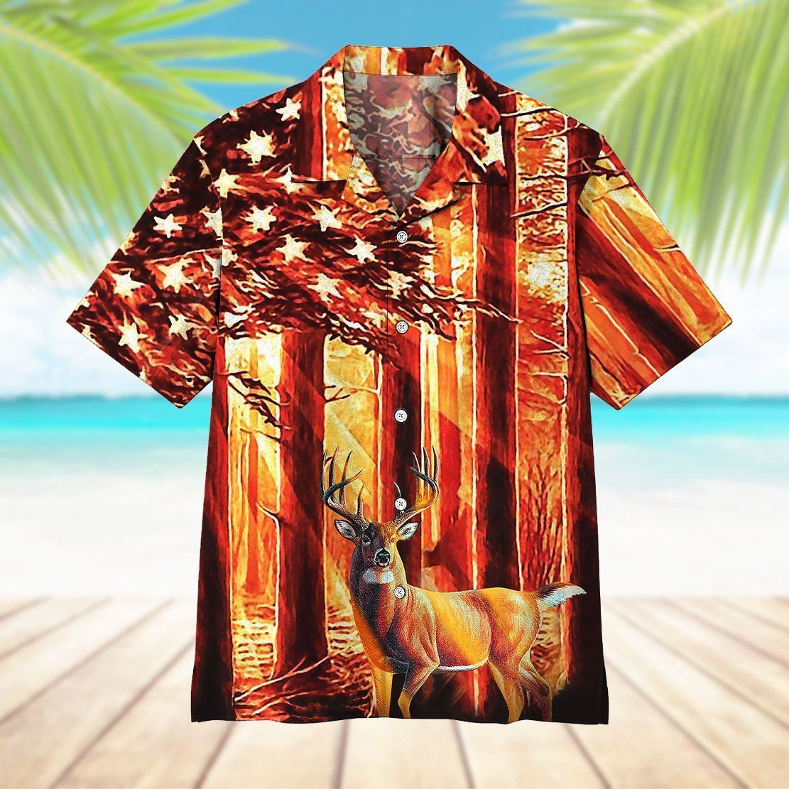 Forest Deer Hunting Awesome Background Design Hawaiian Shirt,Hawaiian Shirt Gift, Christmas Gift