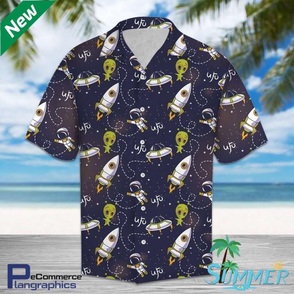 Ufo Aop Hawaiian Aloha Shirt Hawaiian Shorts Beach Short Shirt, Hawaiian Shirt Gift, Christmas Gift