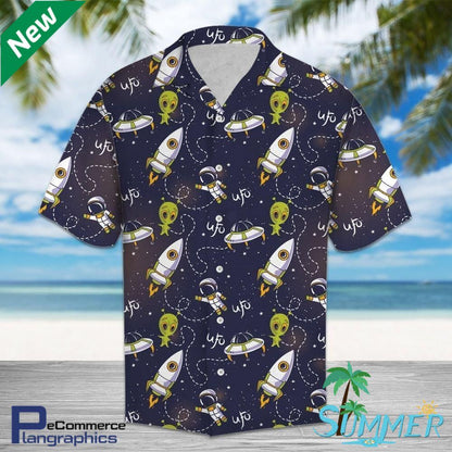 Ufo Aop Hawaiian Aloha Shirt Hawaiian Shorts Beach Short Shirt, Hawaiian Shirt Gift, Christmas Gift