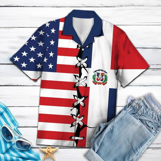 Classic Dominican Republic Root Pattern Hawaiian Shirt, Hawaiian For Gift