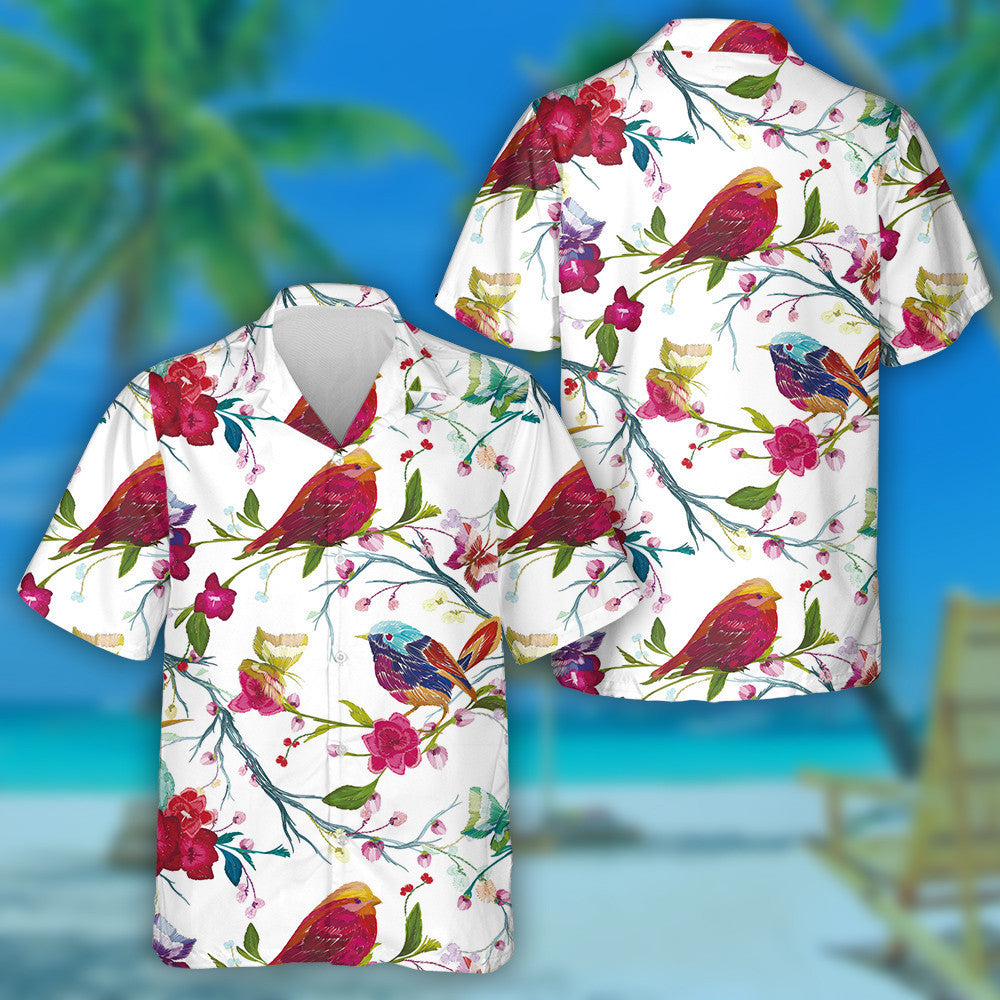 Bird Butterfly And Floral Make Beautiful Landscape Hawaiian Shirt, Hawaiian Shirt Gift, Christmas Gift