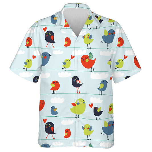 Love Birds Siiting On Wire In Ihe Sky Hawaiian Shirt, Hawaiian Shirt Gift, Christmas Gift