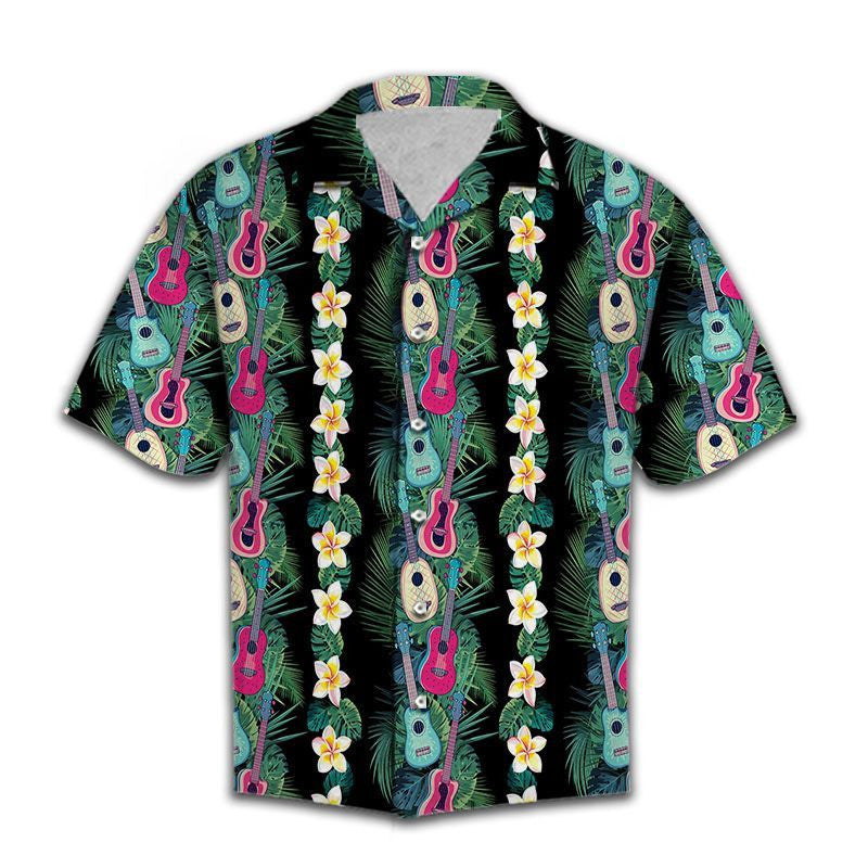 Hawaiian Shirt Holiday Gifts Amazing Guitar With Hibiscus Plant Pattern, Hawaiian Shirt Gift, Christmas Gift