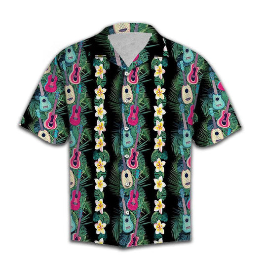 Hawaiian Shirt Holiday Gifts Amazing Guitar With Hibiscus Plant Pattern, Hawaiian Shirt Gift, Christmas Gift