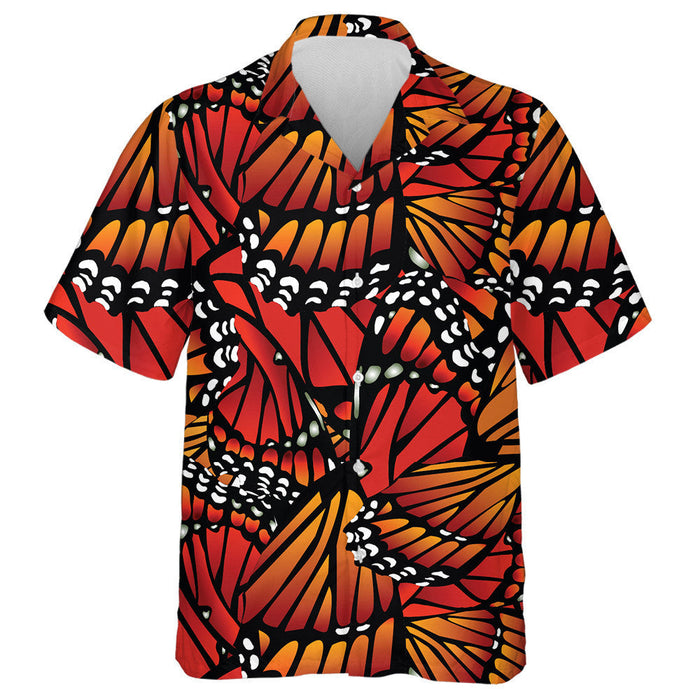 White And Black Monarch Butterflies Petals Hawaiian Shirt, Hwaiian For Gift