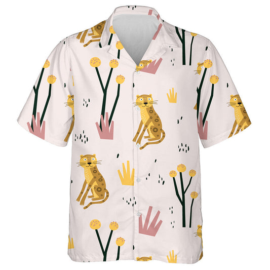 Cute Cartoon Leopard In Exotic Plants African Animal Hawaiian Shirt, Hawaiian Shirt Gift, Christmas Gift