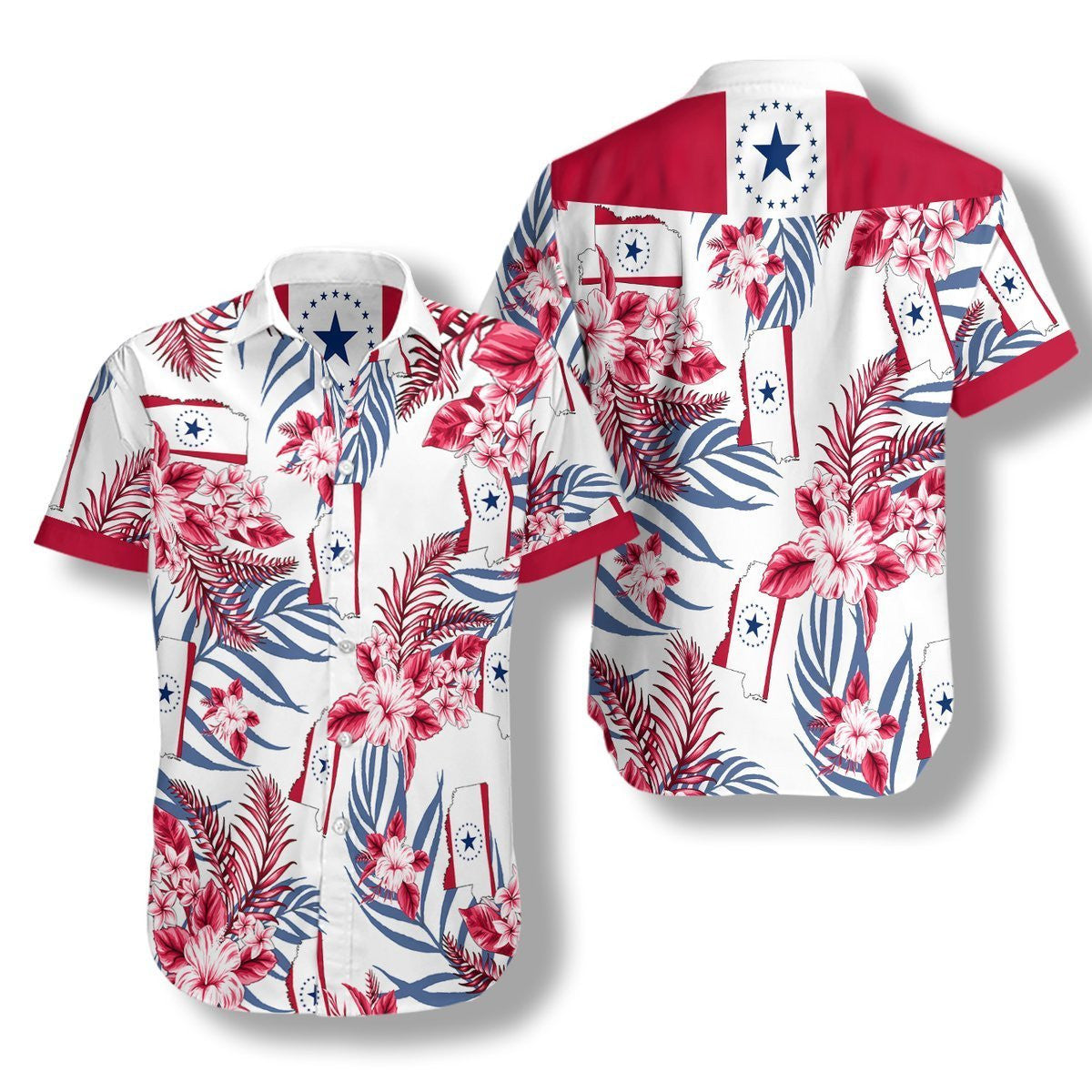 Pink US State Mississippi Proud Background Hawaiian Shirt,Hawaiian Shirt Gift, Christmas Gift