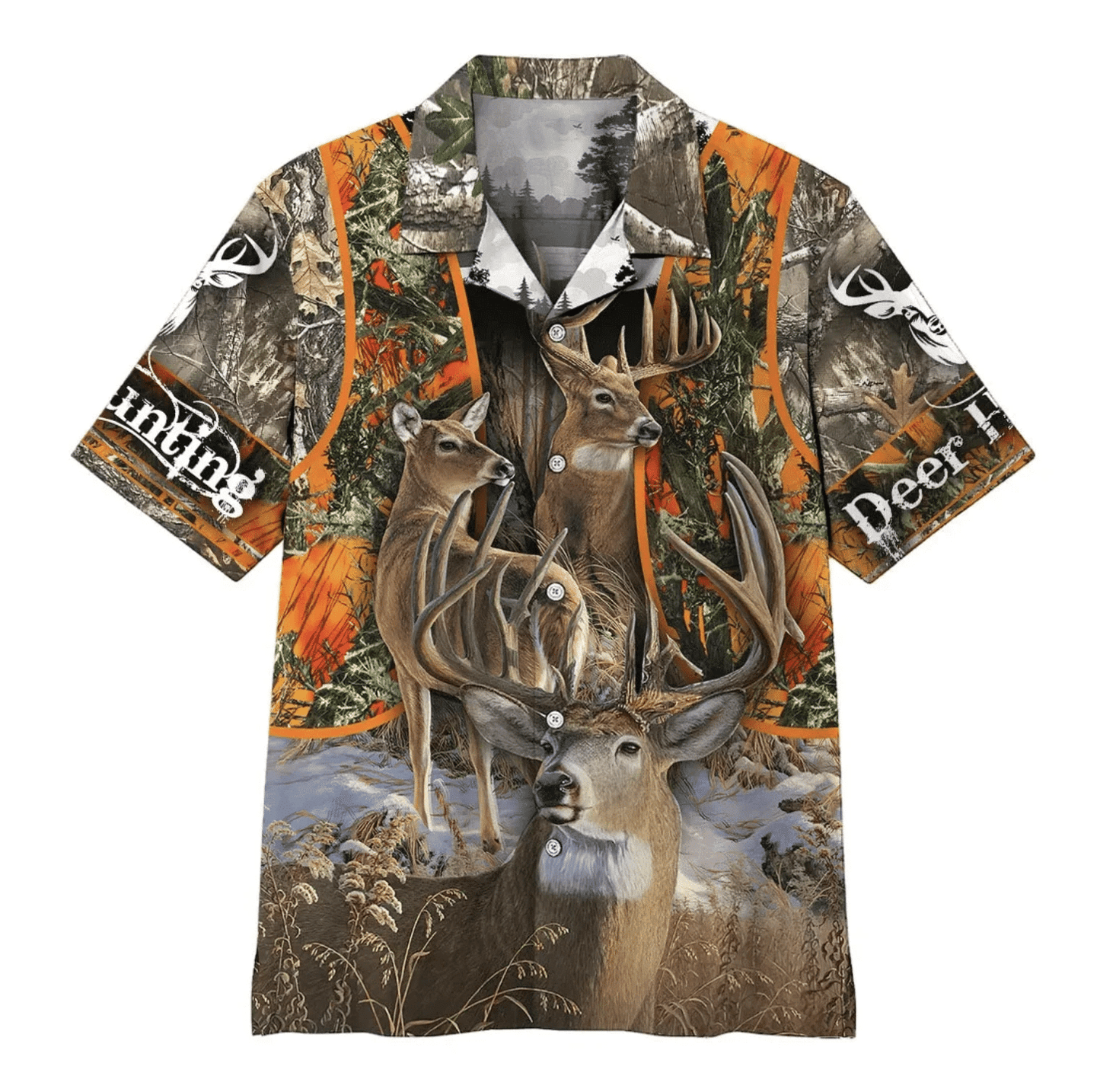 Hunting Deer Pattern Wild World Hawaiian Shirt, Hawaiian For Gift