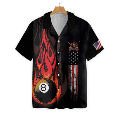 Flame Eight Number Ball Billiard Pool Black Hawaiian Shirt, Hawaiian Shirt Gift, Christmas Gift