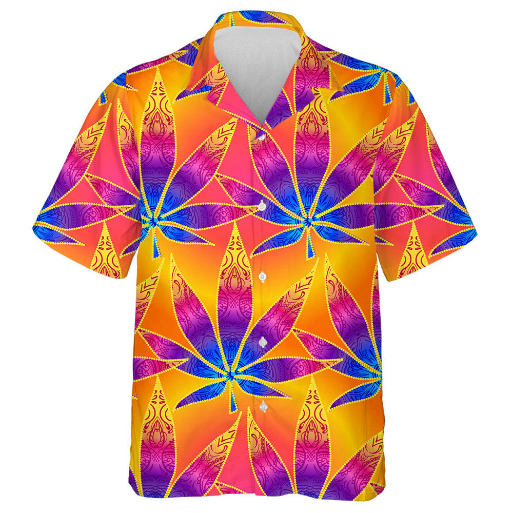 Impressive Yellow And Green Tropcial Leaves Hippie Pattern Hawaiian Shirt, Hawaiian Shirt Gift, Christmas Gift