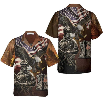 Veteran US Flag Eagle Gift For Veteran Army Hawaiian Shirt, Hawaiian Shirt Gift, Christmas Gift