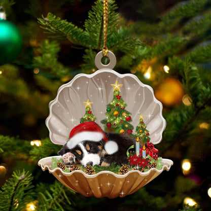 Bernese Mountain-Sleeping Pearl in Christmas Two Sided Christmas Plastic Hanging Ornament, Christmas Ornament Gift, Christmas Gift, Christmas Decoration