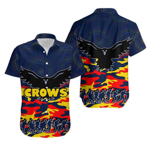 Adelaide Crows Hawaiian Aloha Shirt Anzac Day Army Style Th4 Hawaiian Shorts Beach Short Sleeve, Christmas Gift