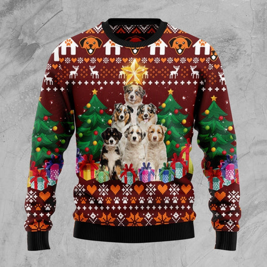 Australian Shepherd Pine Tree Ugly Christmas Sweater,Christmas Ugly Sweater,Christmas Gift,Gift Christmas 2024