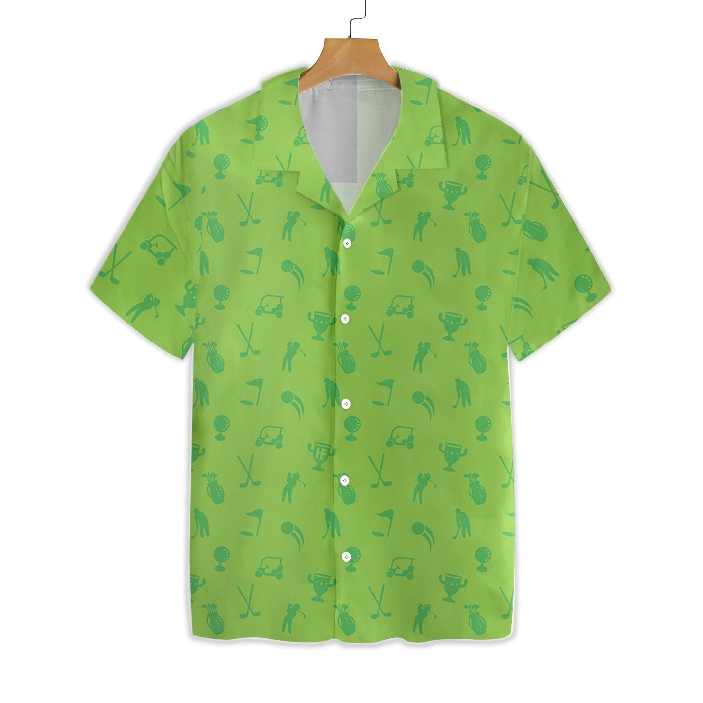 Golf Heartbeat Lifeline Tiny Pattern On Green Theme Hawaiian Shirt, Hawaiian Shirt Gift, Christmas Gift