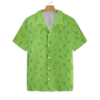 Golf Heartbeat Lifeline Tiny Pattern On Green Theme Hawaiian Shirt, Hawaiian Shirt Gift, Christmas Gift
