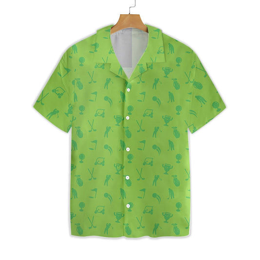 Golf Heartbeat Lifeline Tiny Pattern On Green Theme Hawaiian Shirt, Hawaiian Shirt Gift, Christmas Gift