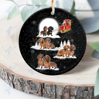Christmas Dog Circle Ornament, Christmas Gift, Christmas Decoration