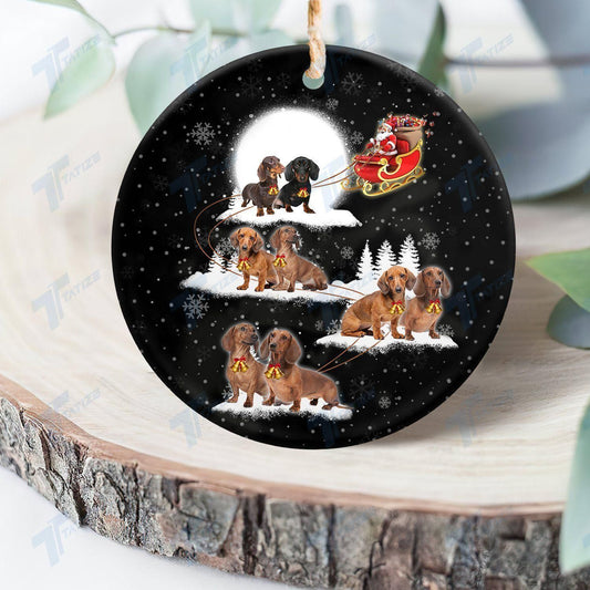 Christmas Dog Circle Ornament, Christmas Gift, Christmas Decoration
