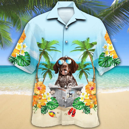 German Shorthaired Pointer Dog On Beach Happy Summer Hawaiian Shirt, Hawaiian Shirt Gift, Christmas Gift