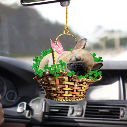 French bulldog Sleeping Lucky Fairy Two Sided Ornament, Dog Ornament Hanging For Car, Christmas Decoration