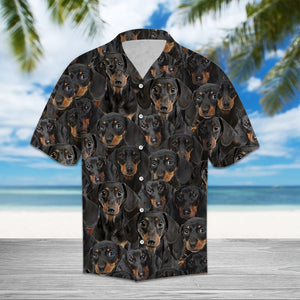 Black Dachshund Face At Home Hawaiian Shirt, Hawaiian For Gift