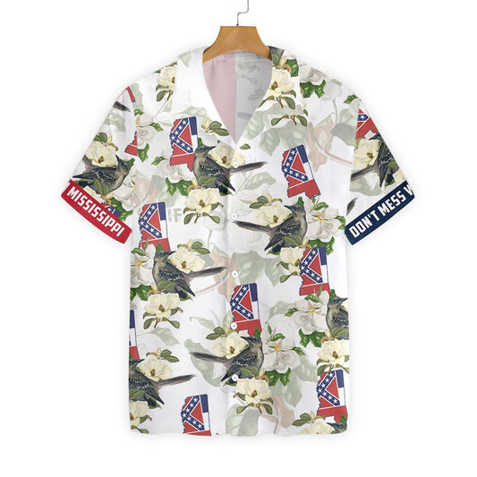 Mississippi Mockingbird And Magnolia Nice Design Hawaiian Shirt,Hawaiian Shirt Gift, Christmas Gift