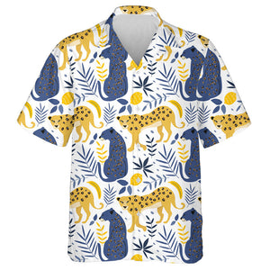 Wild African Leopard With Lemons And Palm Leaves Hawaiian Shirt, Hawaiian Shirt Gift, Christmas Gift