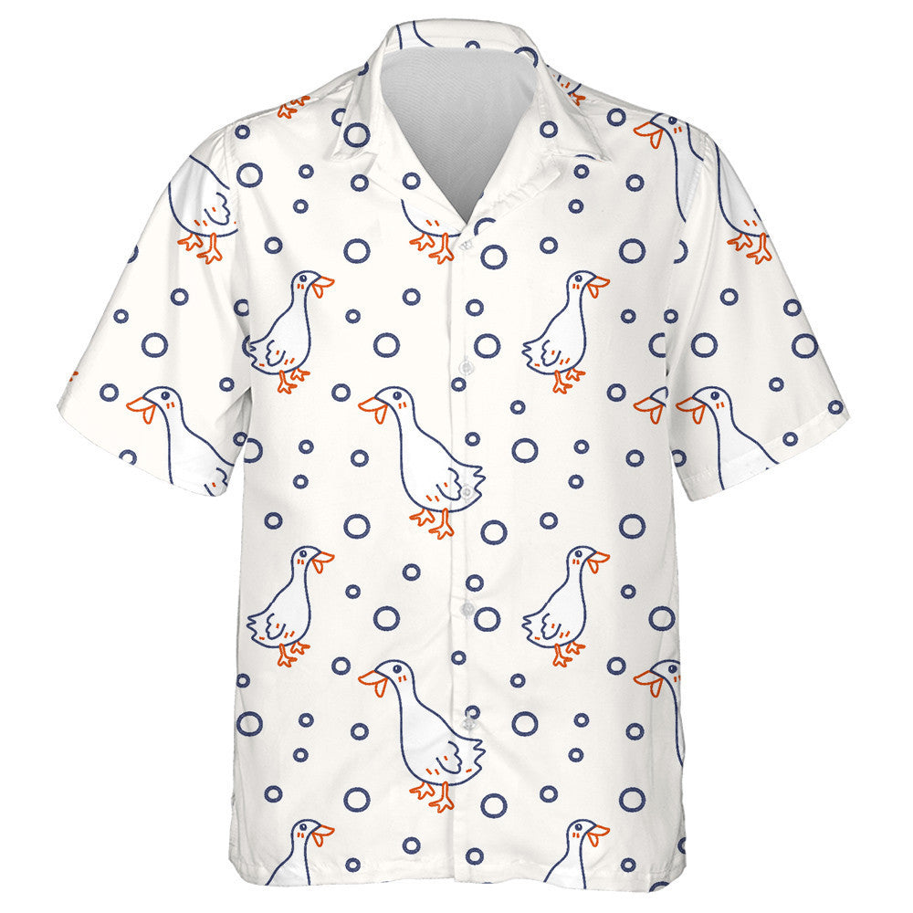 Hand Drawn Little Duck Blue And Orange Line Hawaiian Shirt, Hawaiian Shirt Gift, Christmas Gift