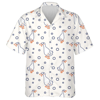 Hand Drawn Little Duck Blue And Orange Line Hawaiian Shirt, Hawaiian Shirt Gift, Christmas Gift