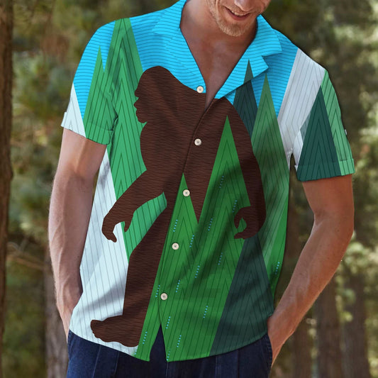 Giant Bigfoot In Forest Illustration Art Hawaiian Shirt,Hawaiian Shirt Gift, Christmas Gift