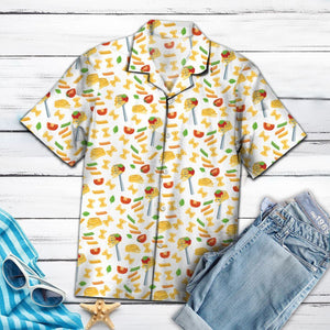 Amazing Italian Pasta On White Design Hawaiian Shirt, Hawaiian For Gift