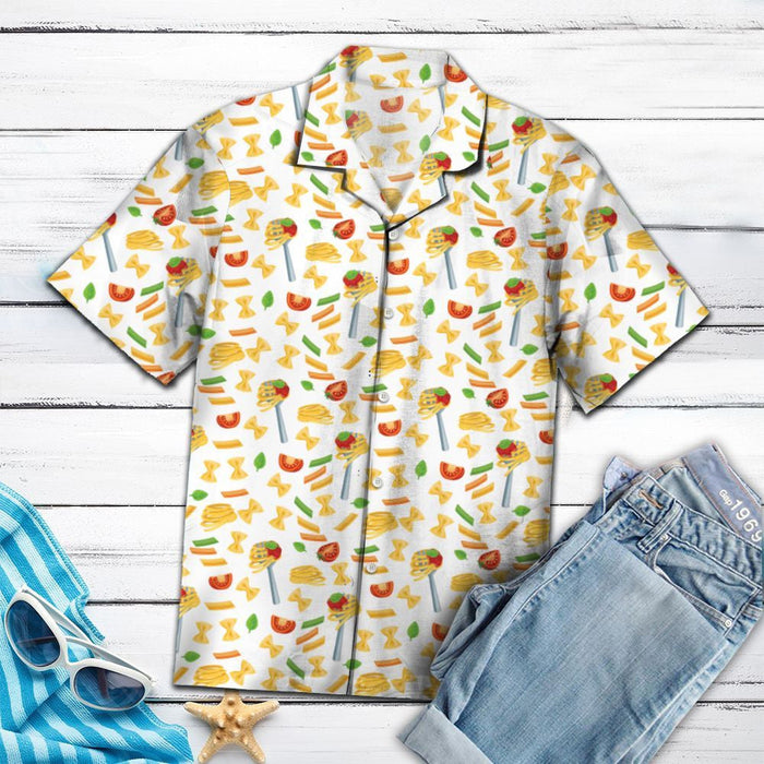 Amazing Italian Pasta On White Design Hawaiian Shirt, Hawaiian For Gift