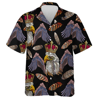 Embroidery Head Eagle Wings And Feather Hawaiian Shirt,Hawaiian Shirt Gift, Christmas Gift