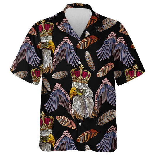 Embroidery Head Eagle Wings And Feather Hawaiian Shirt,Hawaiian Shirt Gift, Christmas Gift