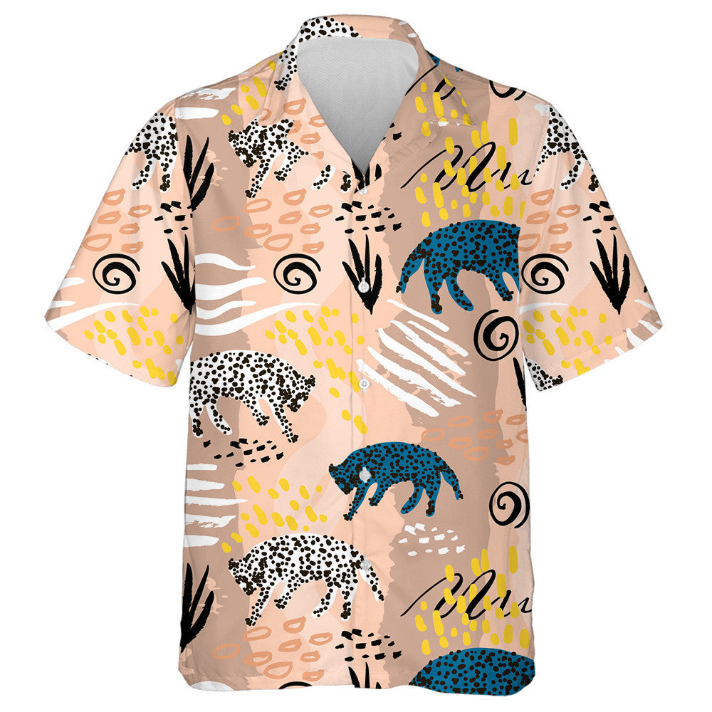 African Tribal Style Leopards And Handcrafted Hawaiian Shirt, Hawaiian For Gift