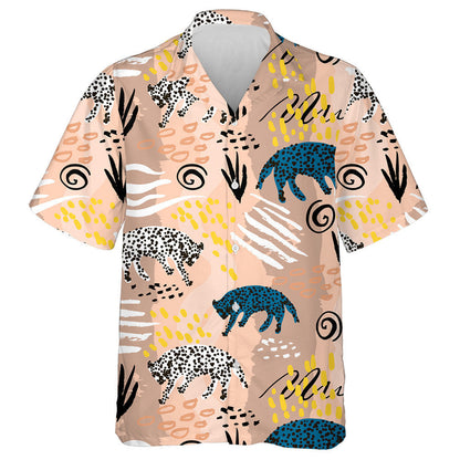 African Tribal Style Leopards And Handcrafted Hawaiian Shirt, Hawaiian For Gift