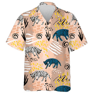 African Tribal Style Leopards And Handcrafted Hawaiian Shirt, Hawaiian For Gift