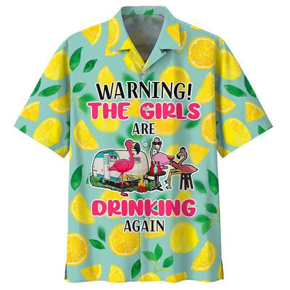 Beautiful Lemon And Flamingo Design Hawaiian Shirt, Hawaiian Shirt Gift, Christmas Gift