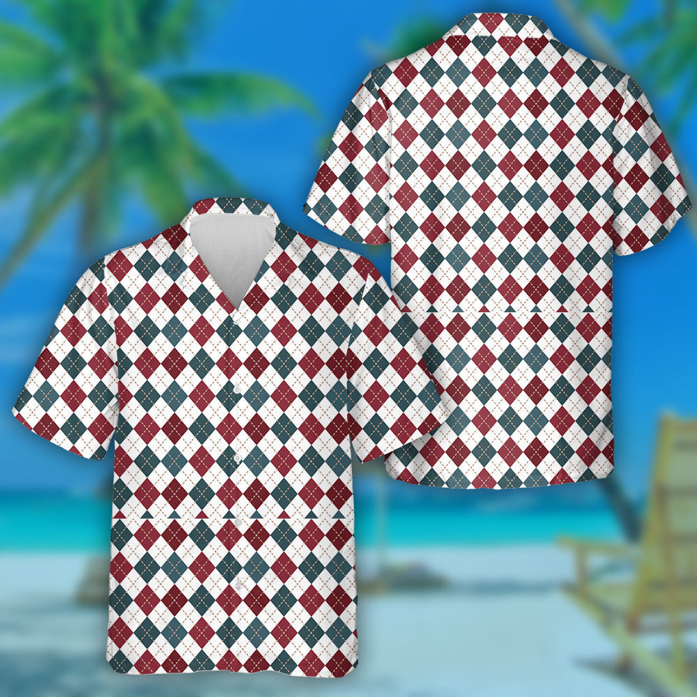 Creative American Flag Colors Pattern With Diamond Shapes Hawaiian Shirt, Hawaiian Shirt Gift, Christmas Gift