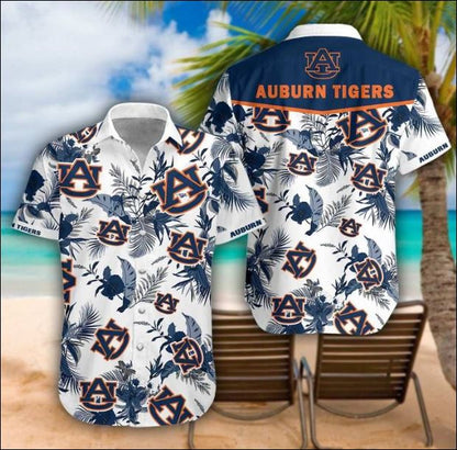 Auburn Tigers Tropical Hawaiian Shirt, Hawaiian Shirt Gift, Christmas Gift