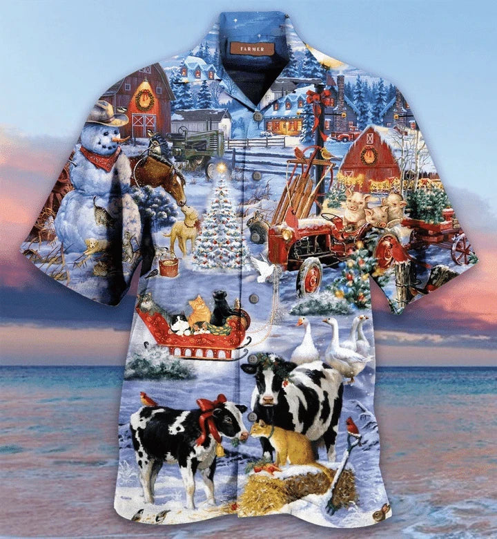 Design Hawaiian Shirt Farm On Christmas Days,Hawaiian Shirt Gift, Christmas Gift