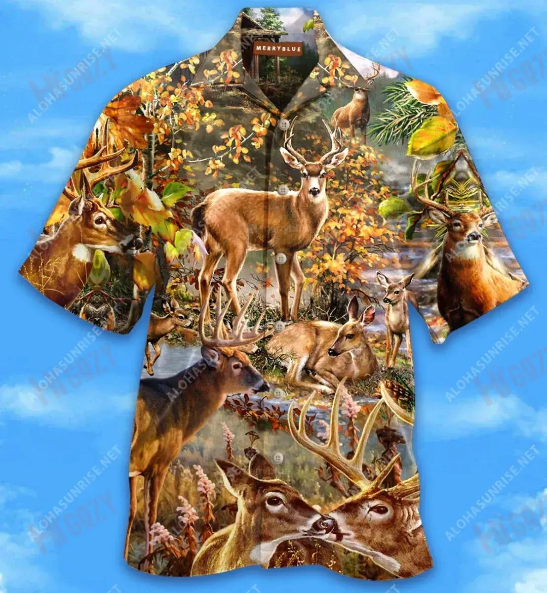 Be Wild And Free Like Deers Unisex Short Sleeve Shirt Hobbies Hawaiian T Shirts Best Hawaiian Shirts Hawaiian Shirts For Men, Hawaiian Shirt Gift, Christmas Gift