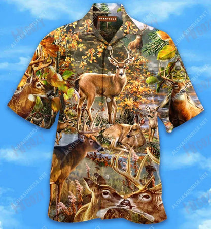 Be Wild And Free Like Deers Unisex Short Sleeve Shirt Hobbies Hawaiian T Shirts Best Hawaiian Shirts Hawaiian Shirts For Men, Hawaiian Shirt Gift, Christmas Gift