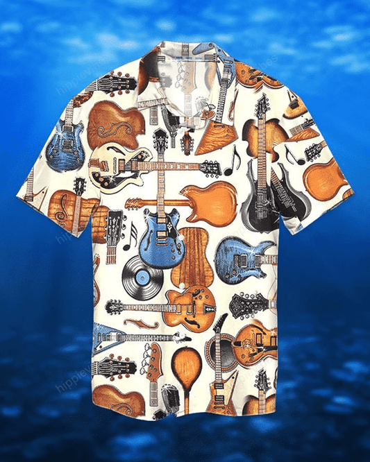 Love Guitar Bass Bling White Hawaiian Shirt, Hawaiian For Gift