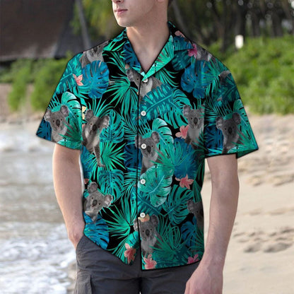 Hiding Koalas In Tropical Green Jungle Pattern Hawaiian Shirt, Hawaiian Shirt Gift, Christmas Gift