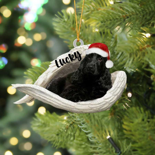 Black Cocker Spaniel Sleeping Angel Christmas Flat Acrylic Dog Ornament Memorial Dog Gift, Christmas Gift, Christmas Decoration