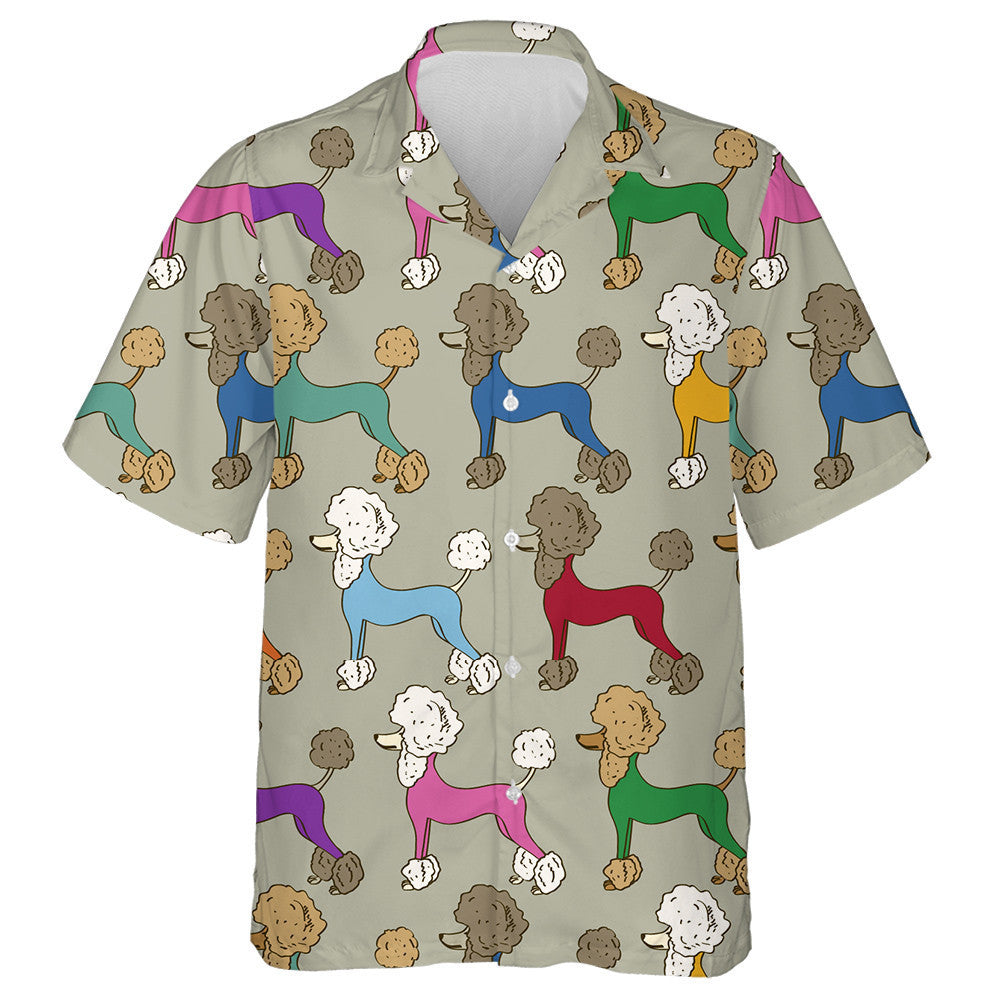 Funny Cartoon Colorful Poodle Dogs Hippie Hawaiian Shirt, Hawaiian Shirt Gift, Christmas Gift